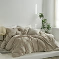 thumbnail image 5 of MooMee Duvet Cover Set Queen 100% Washed Cotton Twill Ultra-Soft Breathable Linen Like 3-Piece (Tannish Linen Grey, 90"x90"), 5 of 6