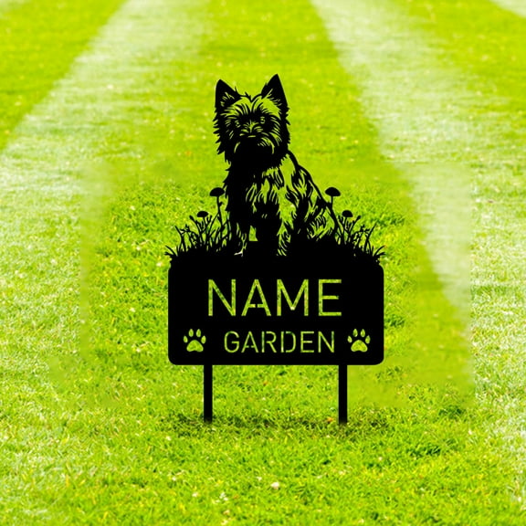 Custom Cairn Terrier Dog Metal Memorial Garden Stake Personalized Pet Grave Marker Name Sign Remembrance Stake Decor Sympathy