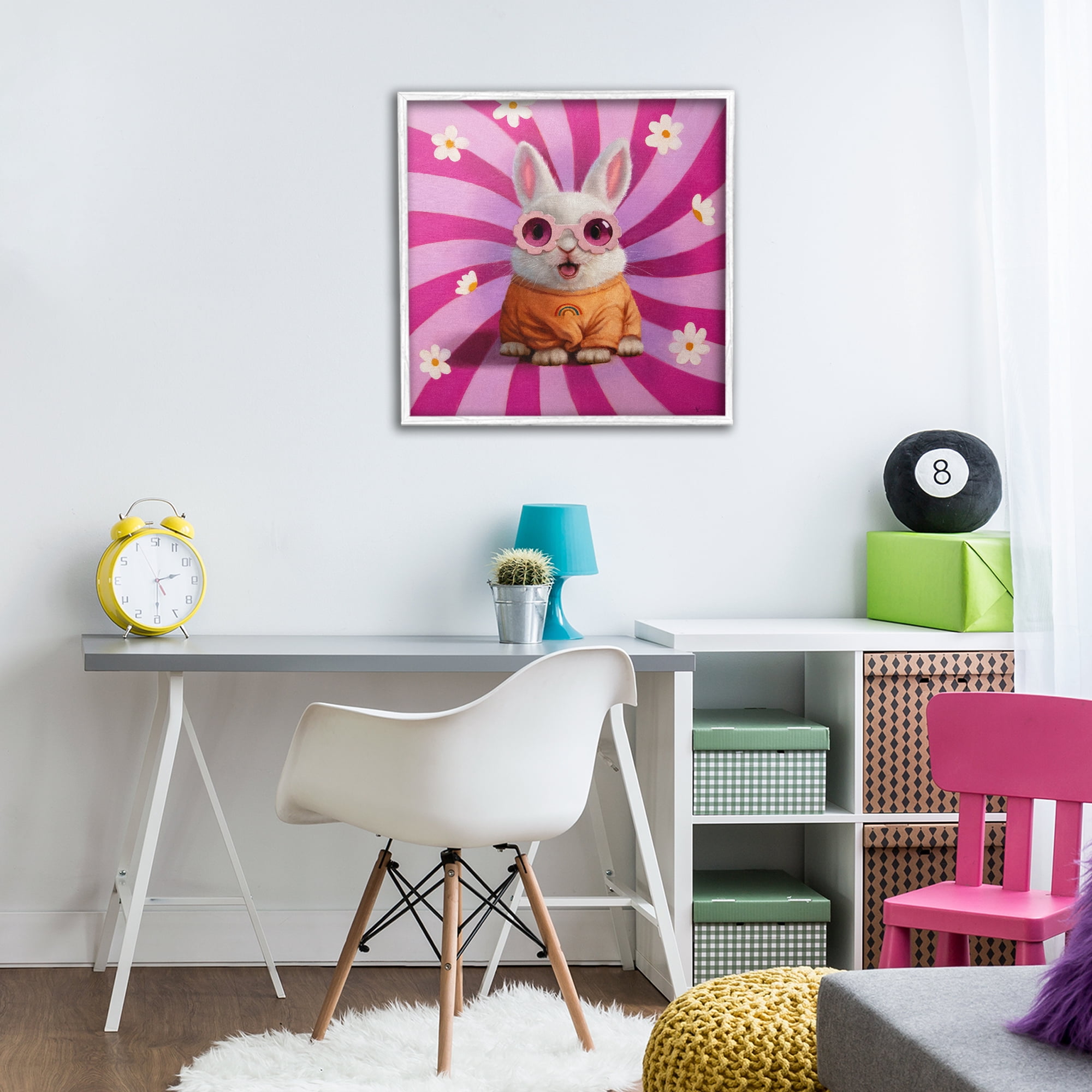 Stupell Industries Good Vibes Only Rabbit White Framed Giclee Art, design by Lucia Heffernan