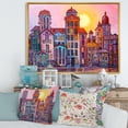 thumbnail image 2 of Designart 'Afternoon Street Scene In Old Town With Colorful Buildings' Mid-Century Modern Framed Canvas Wall Art Print, 2 of 5