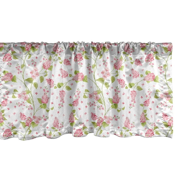 Ambesonne Shabby Flora Window Valance, Nature Blossom Buds, 54" X 12", Pink White and Green