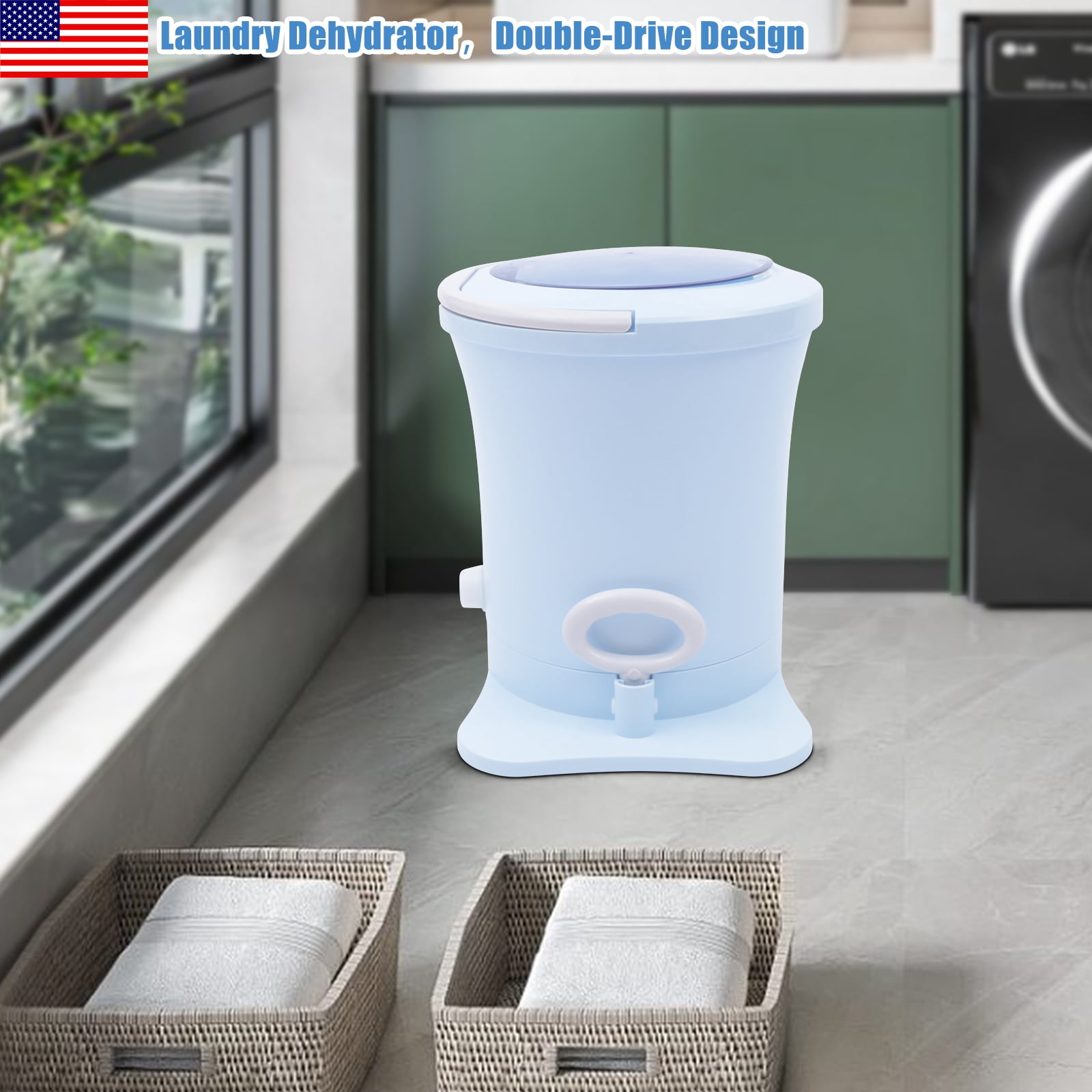 ChicHomey Portable ​​Manual Laundry Dryer,Mini Manual Dehydrator,Centrifugal Dehydration via Rope-Pull,Compact Lightweight for Camping, Apartments, Families​