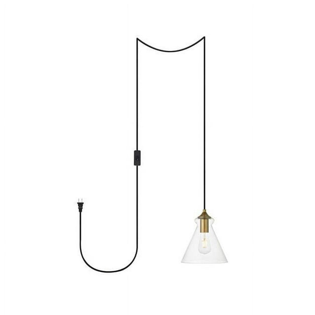 Living District LDPG2244BR Destry Suspension en Laiton avec Verre Transparent