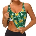 thumbnail image 4 of Haiem Tropical Fruit Pattern Womens Sports Bra - U Neck Padded Low Impact Yoga Bra Workout Crop Top Gym Moisture-Wicking Workout Vest -X-Large, 4 of 9