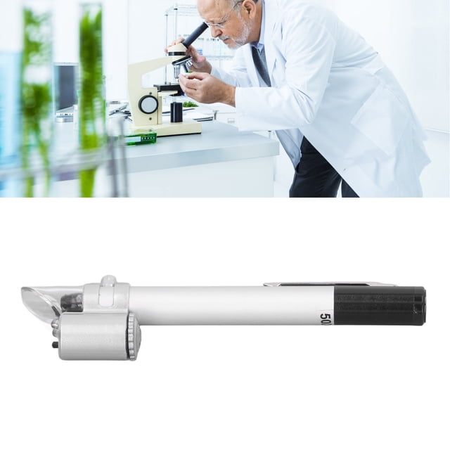 Microscopio de Bolsillo 50X, Microscopio de Tipo Pluma de Medición Preciso Lupa Ligera Multifuncional para Laboratorio
