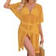 thumbnail image 2 of Mujer Bikini Cover Up Hollow Out Manga De Murciélago Patrón Liso Casual Transpirable Beach Top Ginger XL, 2 of 7