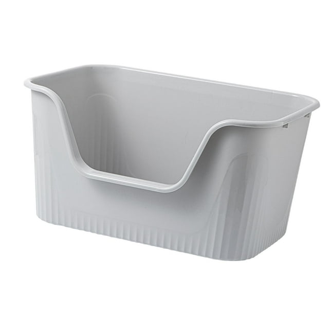 Bandeja de arena para mascotas con tapa abierta, recipiente para arena para gatos, recipiente para arena para todo tipo de arena para gatos, orinal , Gris