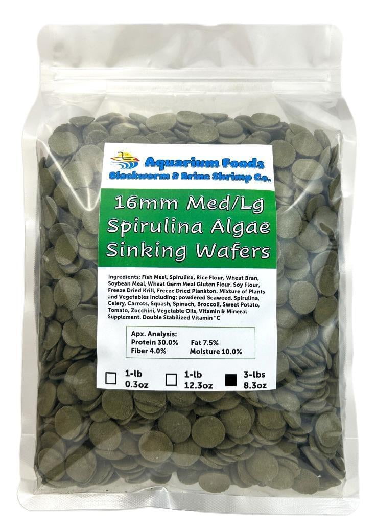 16mm - 5/8" Sinking Wafers of Algae, Spirulina, Veggies for All Tropical Fish, African Cichlids, Shrimp, Snails, Crabs, Plecos -3-lbs 8.3oz Clear Bag