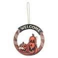 thumbnail image 1 of Letrero de bienvenida de Halloween, decoración de letrero colgante para puerta con patrón de calabaza de madera para fiesta de Halloween y Festival, 1 of 14