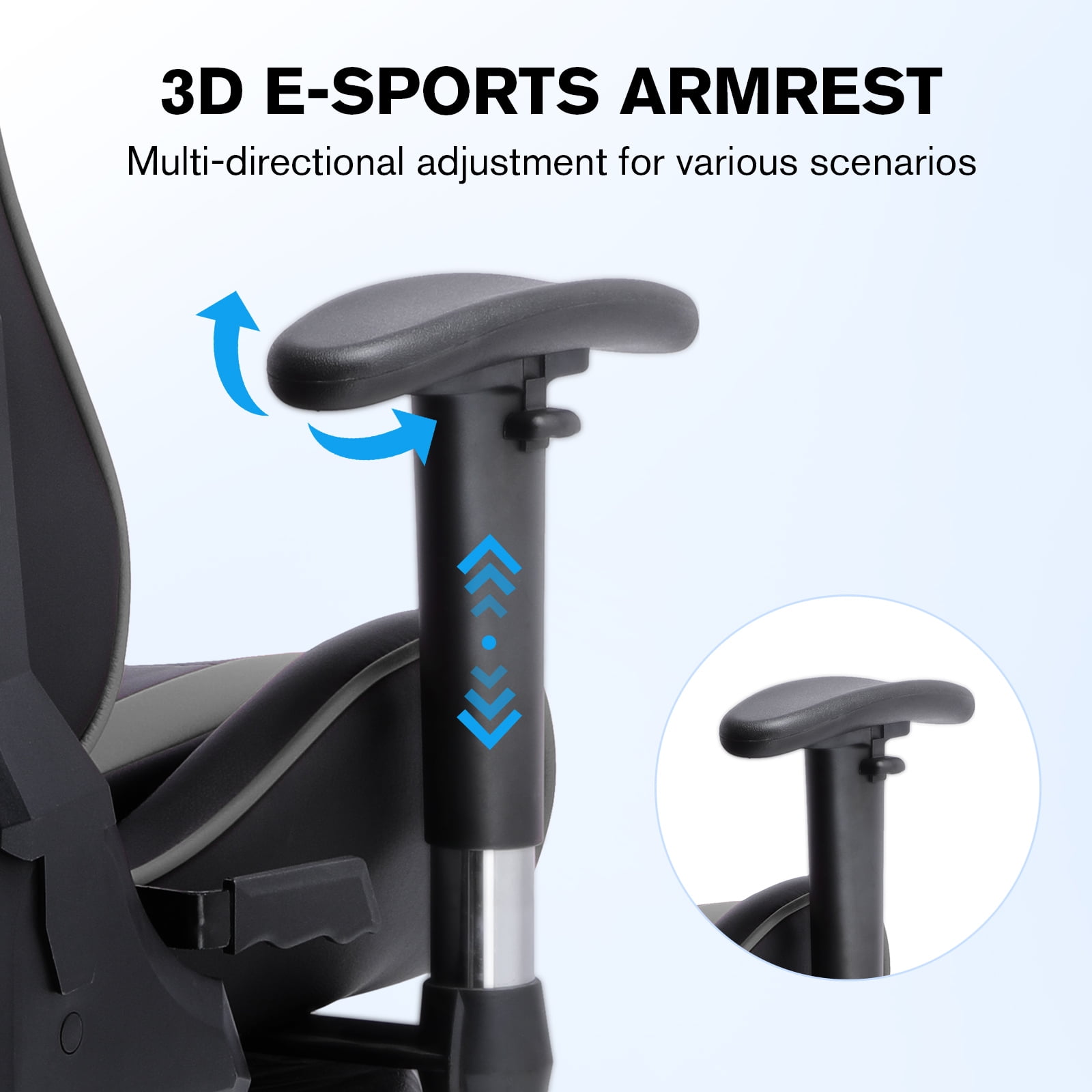 GTRACING Gaming Chair PU Office Chair with Speakers Bluetooth in Home, Gray