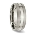thumbnail image 2 of Gem & Harmony Mens Chisel 8mm Titanium Grooved Brushed Wedding Band Ring for Men, 2 of 6