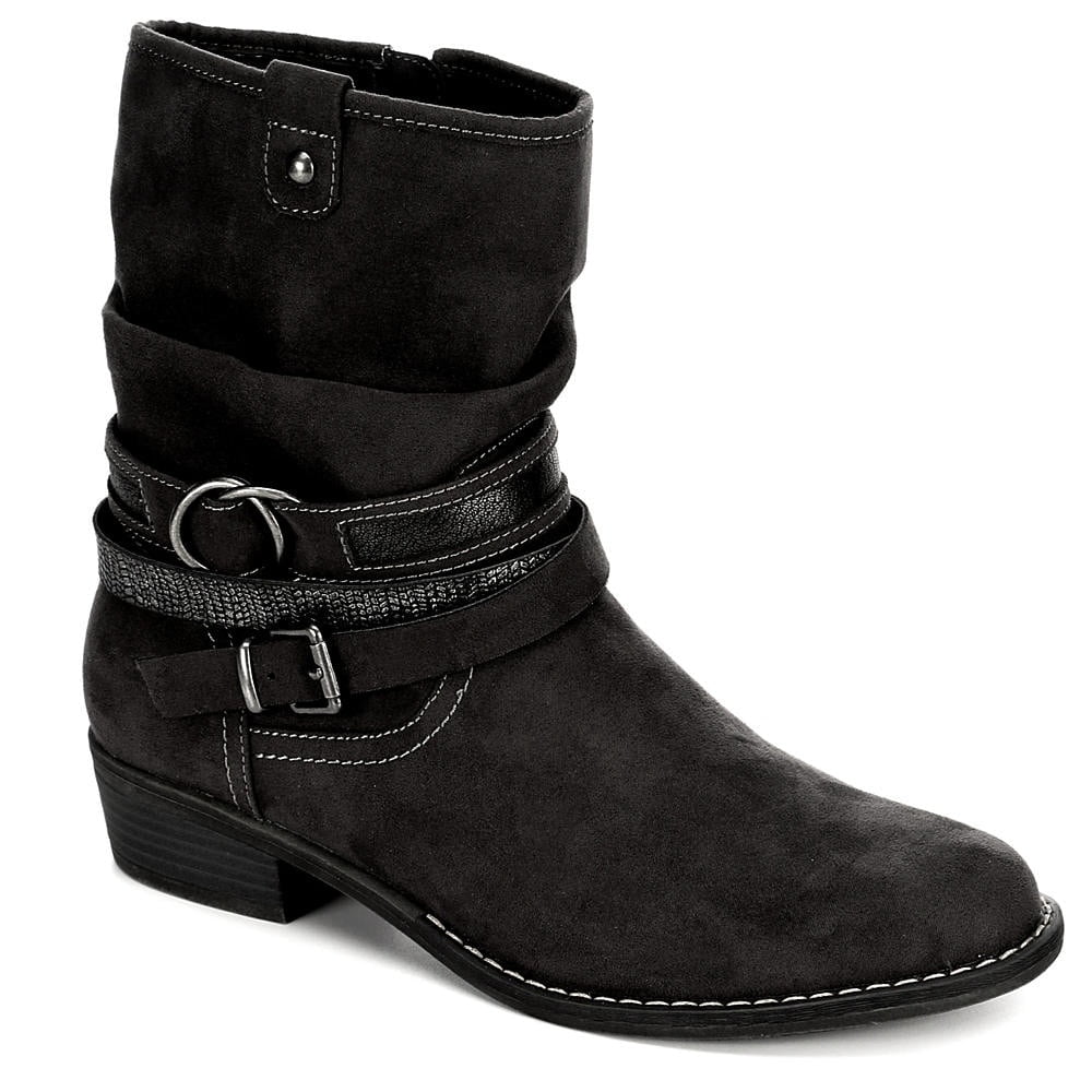 Womens Shin High Low Heel Slouch Boot Shoes - Walmart.com