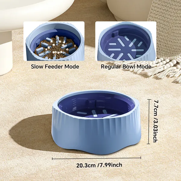 Blue 2-in-1 Slow & Fast Pet Feeding Bowl, Anti-Choke Maze Feeder with Non-Slip Base for Cats & Dogs