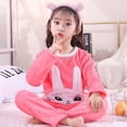 thumbnail image 4 of Anime Sanrioed Hello Kitty Children Flannel Pajamas Kawaii Boys Girls Spring and Autumn Cartoon Coral Velvet Home Warm Clothes, 4 of 5