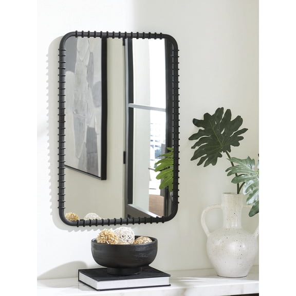 Signature Design by Ashley Judlow Contemporary Wall Accent Mirror with Black Frame