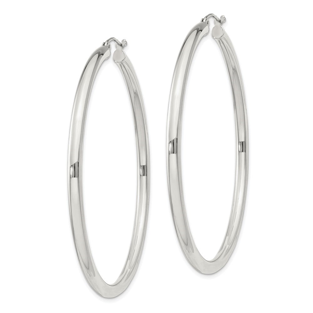 Auriga Fine Jewelry 925 Sterling Silver Round Hoop Earrings for Women (L-57mm, W-55mm)