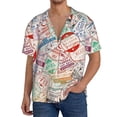 thumbnail image 3 of Honeii 's Passport Stamp for men's short-sleeved button-up collared shirt featuring a pocket, perfect for beach vacations, and travel adventures., 3 of 5