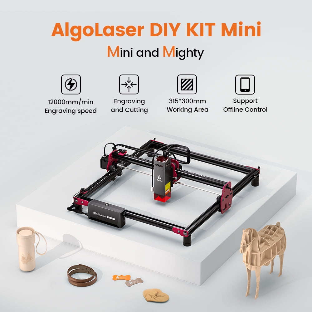 Algo DIY Mini Engraver 10W Output Power, 200mm/s Cutting and Engraving Machine for DIY Wood Metal Glass Leather, WiFi APP Control for Beginners