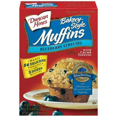 Duncan Hines: Blueberry Streusel W/Crumb Topping 3 Ct-24 Oz Each Muffin Mix Bakery-Style, 72 oz