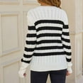 thumbnail image 5 of CENGNIAN No Boundarie Womens Wide stripe Color block Sweater,Ladies Crewneck Long Sleeve Oversize Knit Pullover,Plus Size Lightweight Warm Tops For Women,*4-White,Size S, 5 of 5