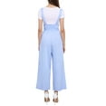 thumbnail image 3 of INSPIRE CHIC Women's Button Front High Waist Belted Straight Fit Overall Jumpsuit XL Sky Blue, 3 of 5