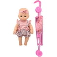 thumbnail image 3 of Little Darlings: Out For A Stroll - Cupcake Lollipop Pink & Blue Outfit - 12" Baby Doll & Foldable Toy Stroller, Soft Body, Treats Design, Kids Age 3+, 3 of 7