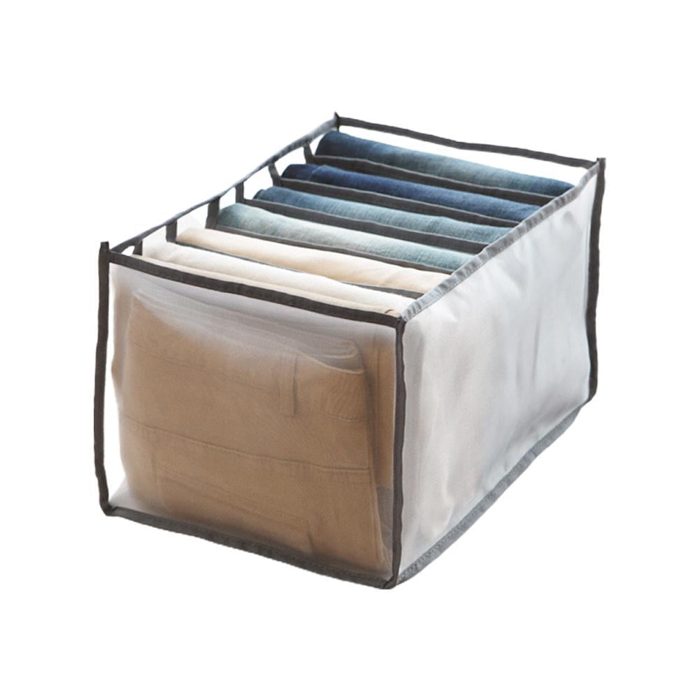 Jeans Compartment Storage Box Closet,Folding Drawer Organizers,Mesh Separation Box,Home Closet Organizer Grey-L 