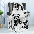 thumbnail image 4 of Panda Soft Flannel Fleece Throw Blanket, Cheerful Animal Different Poses Bamboo Branch Children Painting Print, Cozy Plush for Indoor and Outdoor Use, 50" x 70", Black White, by Ambesonne, 4 of 5