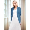 thumbnail image 6 of Women'S Lightweights Lapel Three-Quarter Sleeve Elastic Pleated Fully Lined Casual Work Jacket with Pockets Blue S, 6 of 9