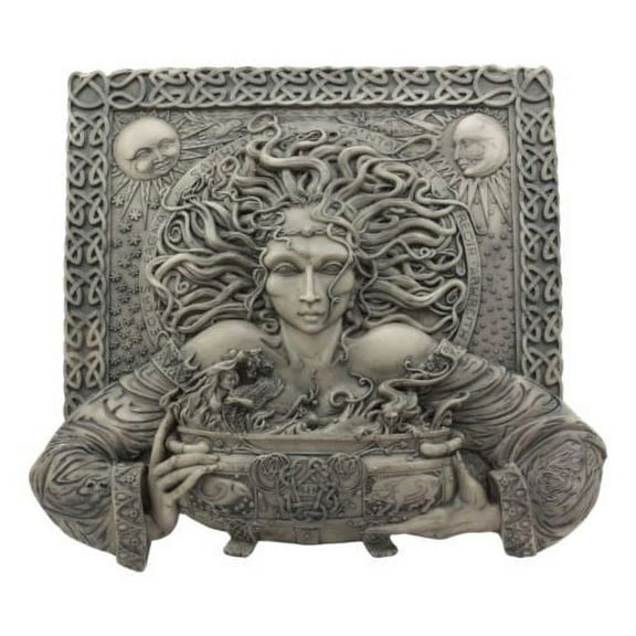 Ebros Celtic Goddess of Rebirth Cerridwen With Magical Potions Cauldron Wall Decor