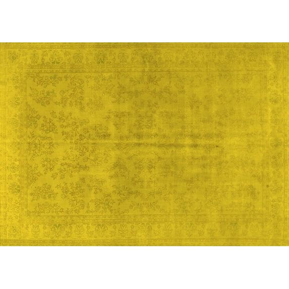Ahgly Company Machine Washable Indoor Rectangle Persian Yellow Traditional Area Rugs, 4' x 6'