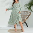 thumbnail image 2 of Summer Oversize Maxi Dresses for Womens 2025 Fashion Print V-neck Long Sleeved Dress, 2 of 3