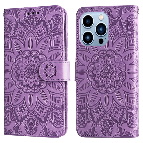 Allytech for iPhone 14 Pro Magnetic Clasp Case, PU Leather Flip Wallet Case with Card Slot & Kickstand & Wrist Strap Shockproof Protective Case for iPhone 14 Pro 6.1" 2022 Women Ladies, Purple