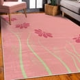 thumbnail image 3 of Flower Decorative Rug, Floral Petals with Striped Leaves and Lines Modern Style Geometrical Design Print, Quality Carpet for Bedroom Dorm and Living Room, 6 Sizes, Pale Pink, by Ambesonne, 3 of 4