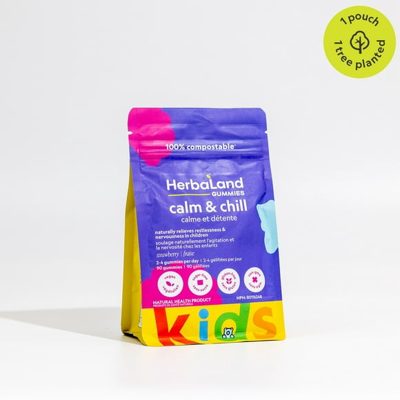 Herbaland Vegan Calm & Chill Gummies for Kids - Compostable Pouch