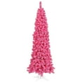 thumbnail image 1 of Vickerman K168781LED 9 ft. x 43 in. Flocked Pink Pencil Tree with 400 Pink Dura LED Mini Light, 1 of 2