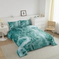 thumbnail image 3 of Teal Marble Bedding Set King Abstract Marbling Comforter Sets For Women Men,Turquoise Ocean Wave Down Comforter,Marble Grain Theme Duvet Insert 3 Pcs, 3 of 7