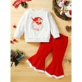 thumbnail image 2 of Flying Sun Baby Girls Christmas Outfit Red Flared Pants Suit Long Sleeve Christmas Set, 2 of 7