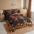 thumbnail image 2 of Erosebridal Leopard Print Bowknot 7-Piece Twin Bedding Sets For Kids,Cute Cherries Cute Bows Girls Bedding Comforter Set,Reversible Black, 2 of 7