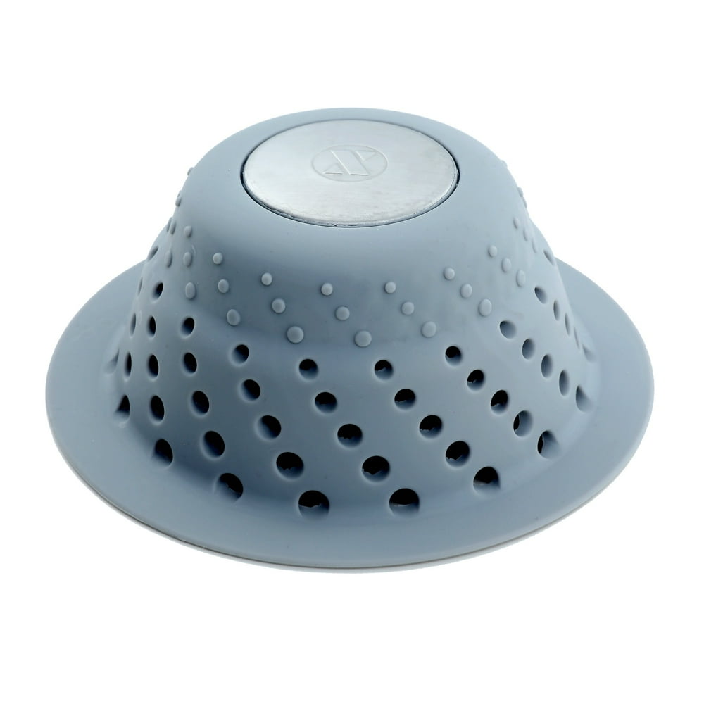 SlipX Solutions Dome Drain Protector in Gray (SIlicone and Stainless
