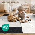 thumbnail image 4 of ODIKA Alfombras Minimalist Scandinavian Tonal Grid Block Para Habitacion for Queen Size Bedroom, Under Bed, Master Suite, Foldable Easy Care, 4 of 7