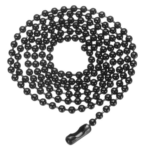 Uxcell Iron Ball Chain 2.4mm 21.7" Length Round Bead Necklace Dog Tag Pull Chains with Connectors Clasps for Men Women Jewelry Making Bracelets Keychain, Black