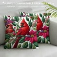 thumbnail image 3 of BCIIG  Bird Pillow Cover Christmas Poinsettia Red Cardinal Bird Leaves Flowers Decorative Throw Pillow Case 18x18 inch Cotton Linen Square Cushion Cover Sofa Bedroom, 3 of 5