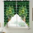 thumbnail image 2 of St. Patrick's Day Swag Valances for Windows, Kitchen Window Curtains Over Sink, Green Clovers Coin Buffalo Plaid Window Treatment Curtains for Living Room/Bedroom Curtains 2 Panel Sets 36"x45", 2 of 8