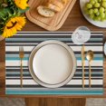thumbnail image 4 of Green Black Striped Placemats Set of 6, Farmhouse Vintage Stripe Placemats for Dining Table, Place Mats for Kitchen Tabletop, Waterproof Wipeable Dining Table Mats Set, 4 of 9