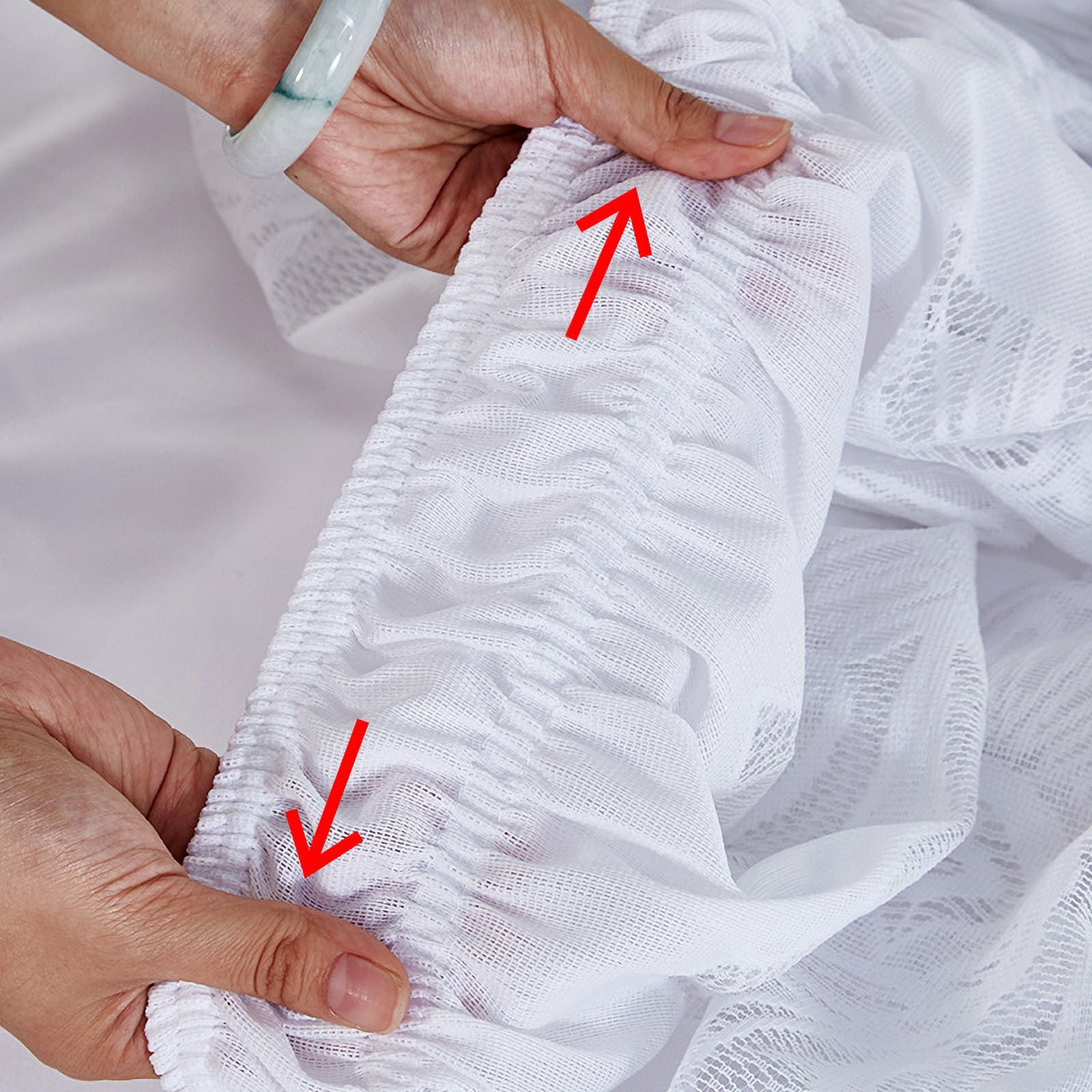 suxuMhao Lace White Bed Skirt- Full Size 47×78×15IN,1 Piece Elastic Bed Skirt, Bed Ruffles Full Size, Skirt for Bed,Full Size Dust Ruffle,Dust Ruffle Without a Bed Top Covering,Lace Design,Style A