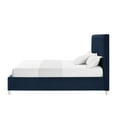 thumbnail image 3 of Inspired Home Caileigh Upholstered Velvet Queen Channel Tufted Bed, No Box Spring Needed, Solid Wood Frame, Navy, 3 of 7