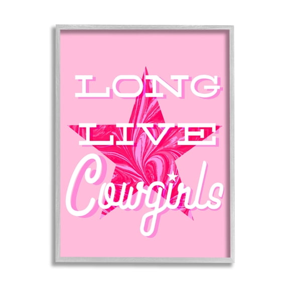Stupell Industries Long Live Cowgirls Phrase Abstract Painting Gray Framed Art Print Wall Art, 16 x 20