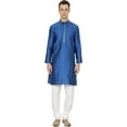 thumbnail image 1 of Royal Kurta Men's Jacquard Silk Embroidered Kurta Pyjama Turquise, 1 of 1