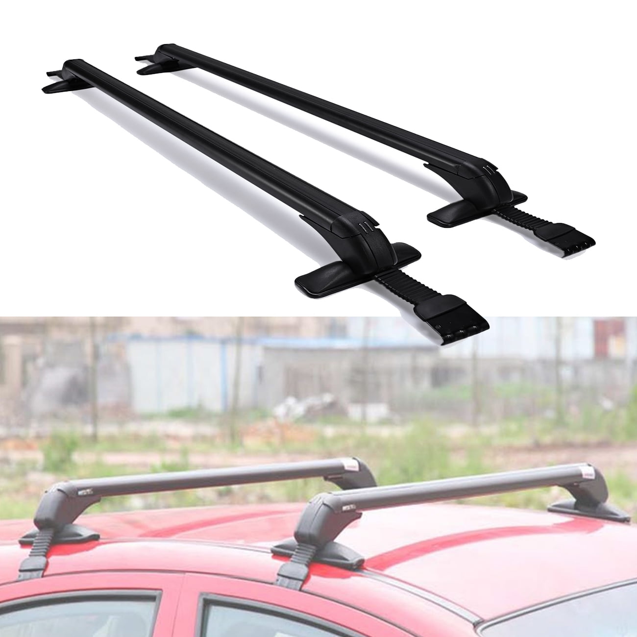 Beamnova 39" Universal Roof Rack Crossbar Adjustable Black Aluminum Car Roof Cargo Carrier